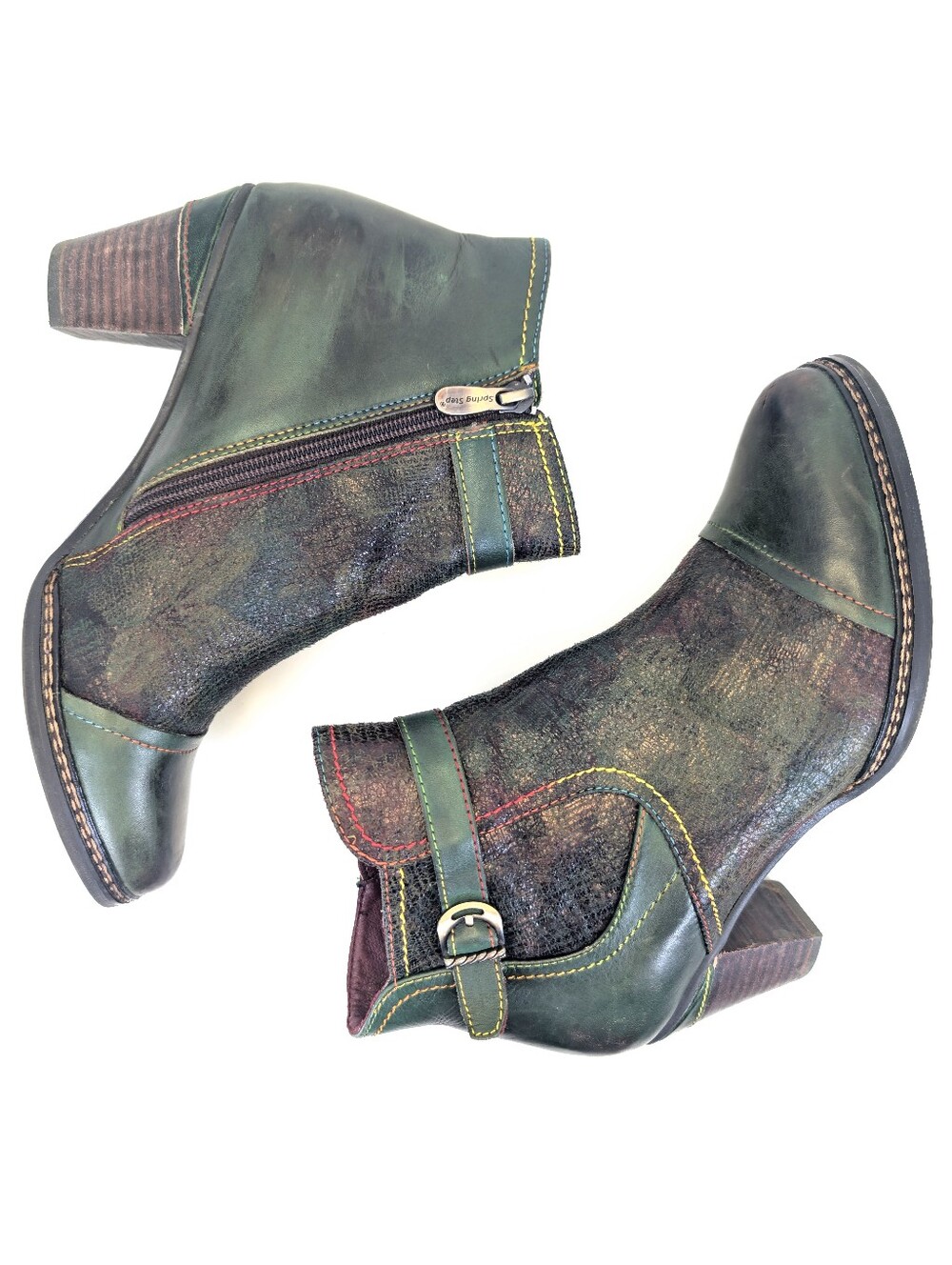 Spring Step L’Artiste Leather Ankle Boots Green Booties Size 8 Read Description! - Picture 6 of 15